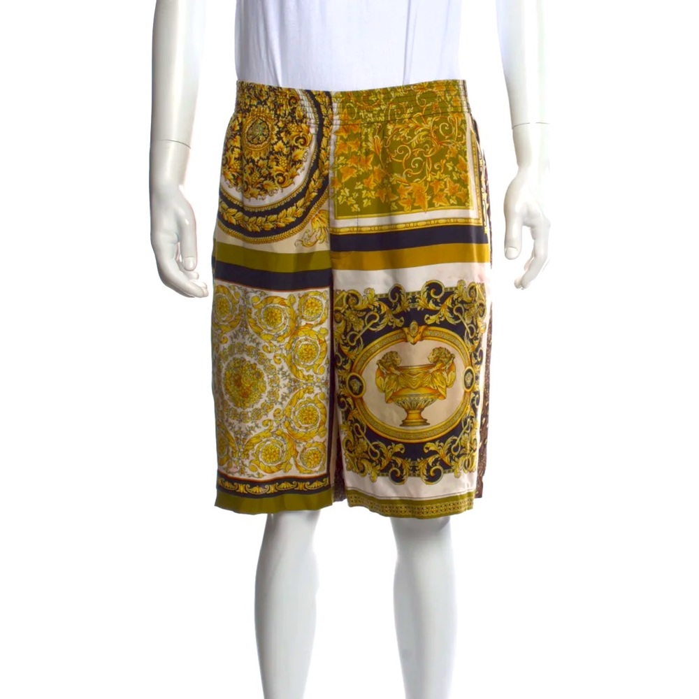 Versace Men's Mixed Print Silk Shorts